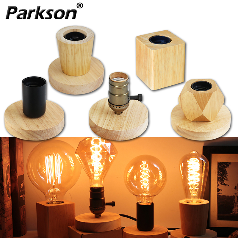Retro Vintage Tischlampe Holz E27 Nachtlicht 85-265V EU-Stecker für Schlafzimmer Nachttischlampe Bodendekoration Mehrere Formen