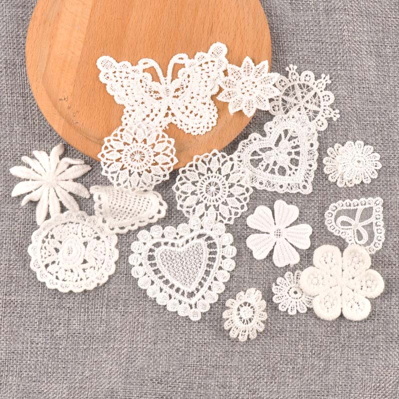 Bloem witte kant stoffen mesh trim voor naai op guipure stof bruiloft benodigdheden woondecoratie