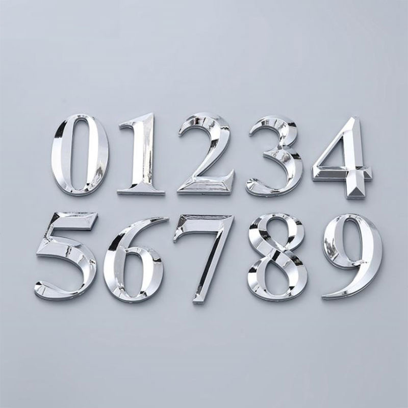 1Pc Zelfklevende 3D Nummer Stickers Kamer Huis Nummer Plaat Teken Voor Home Appartement Kast Tafel Mailbox Outdoor Deur nummers