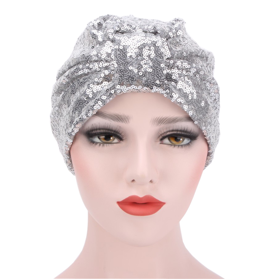 2021 nuove donne glitter paillettes turbante berretto moda musulmana copricapo africano headwraps signore foulard cofano cappelli Hijab islamici