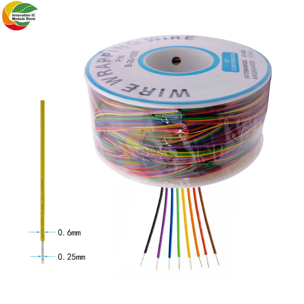 250M 30 AWG 8 cables 0,25mm B-30-1000 UL1423 Cable de aislamiento de color núcleo de cobre Cable de envoltura de prueba línea de alambre sólido de cobre estañado