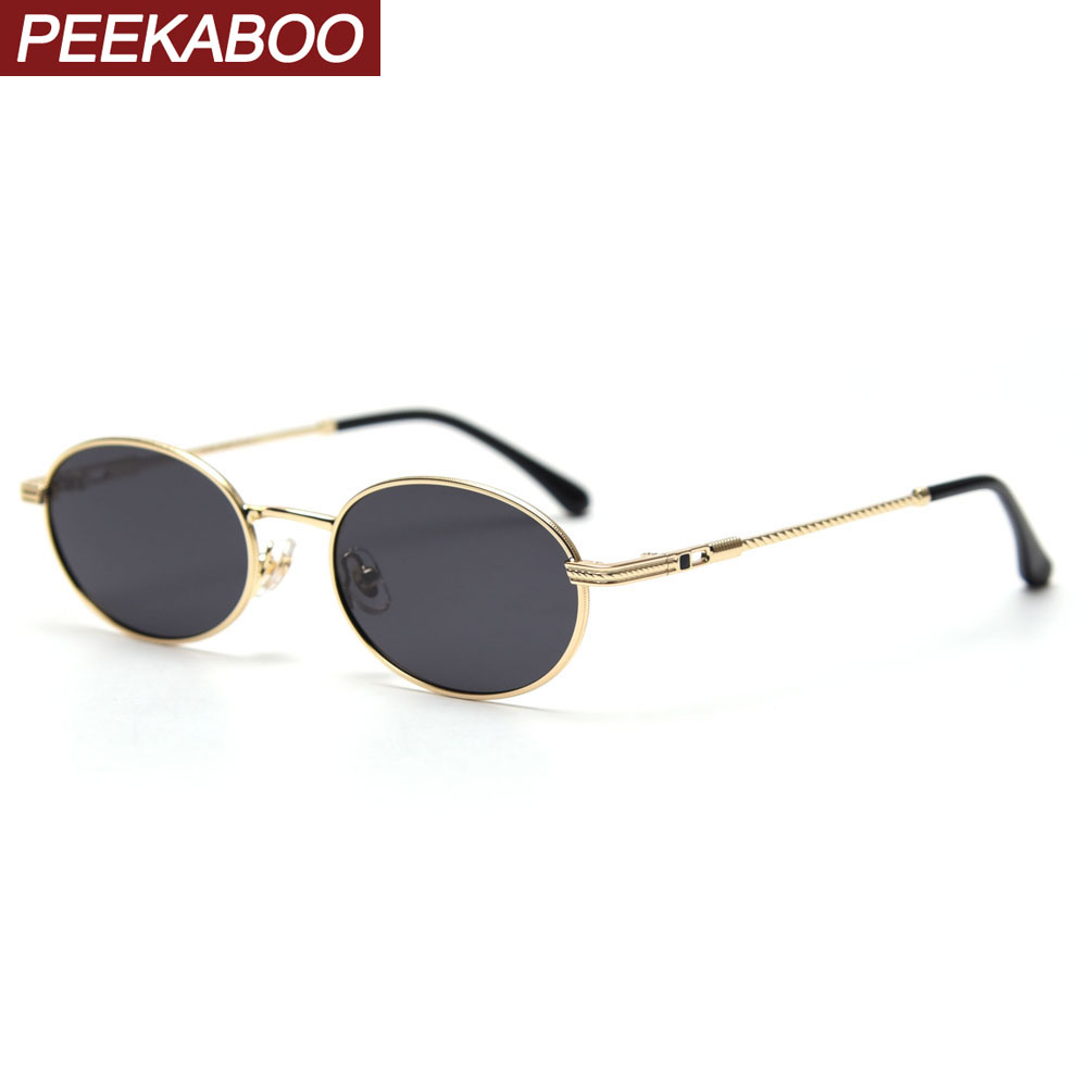 Occhiali da Sole Peekaboo Retrò Ovali per Uomo e Donna, UV400, Alta Qualità, Montatura in Metallo Dorato, Giallo Rosso, Bestseller 2021