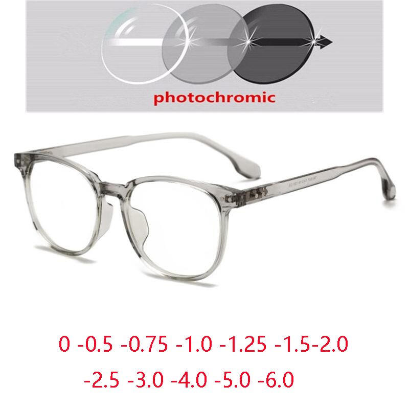 Transparent Grau TR90 Computer Optische Gläser Rahmen Anti Blau Rays Oval Kurze-anblick Brillen Rezept 0-0,5-0,75 zu-6