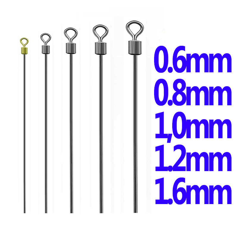 Fil d'acier dur pour pêche à la carpe, 20 pièces, Long pôle pivotant, roulement à billes, anneaux solides, accessoires