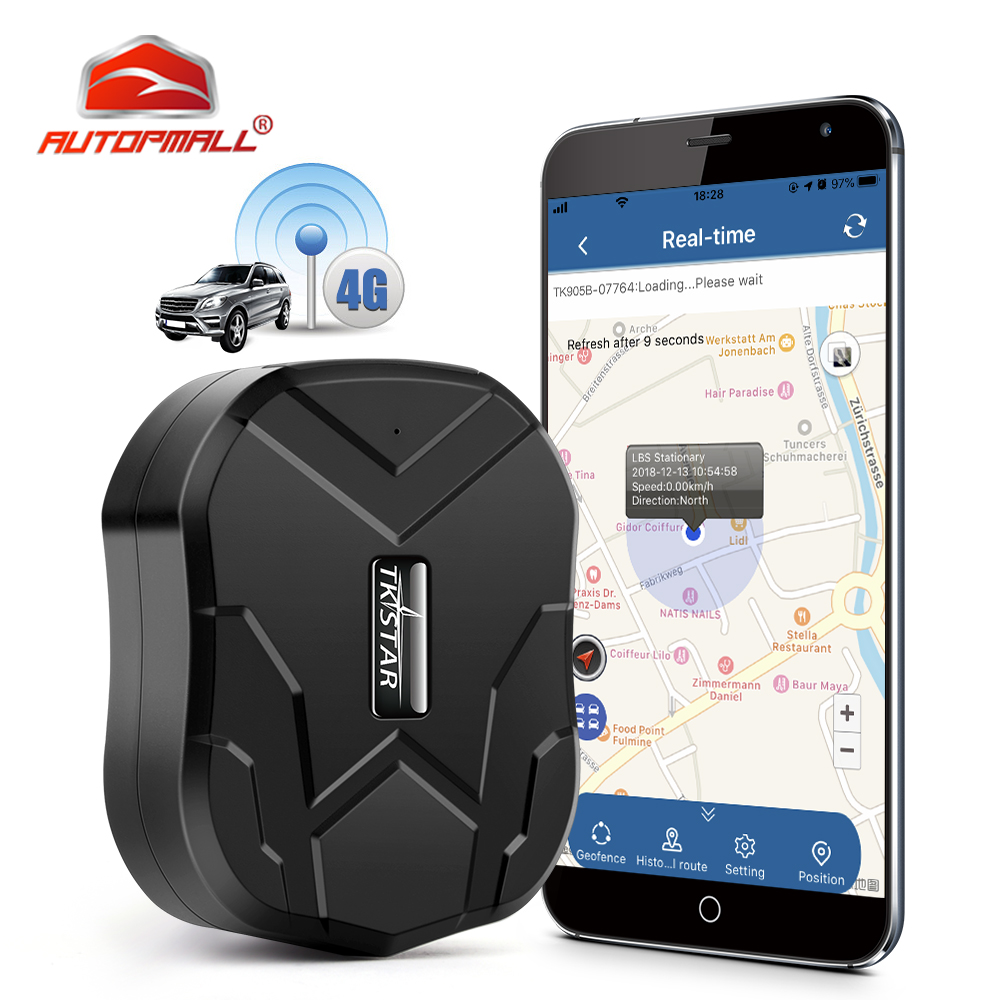 Автомобильный GPS-трекер AUTOPMALL 4G TKSTAR TK905 B 10000 мАч Магнитный 4G GPS-трекер Автомобильный водонепроницаемый встряхивающий сигнал тревоги Бесплатное приложение