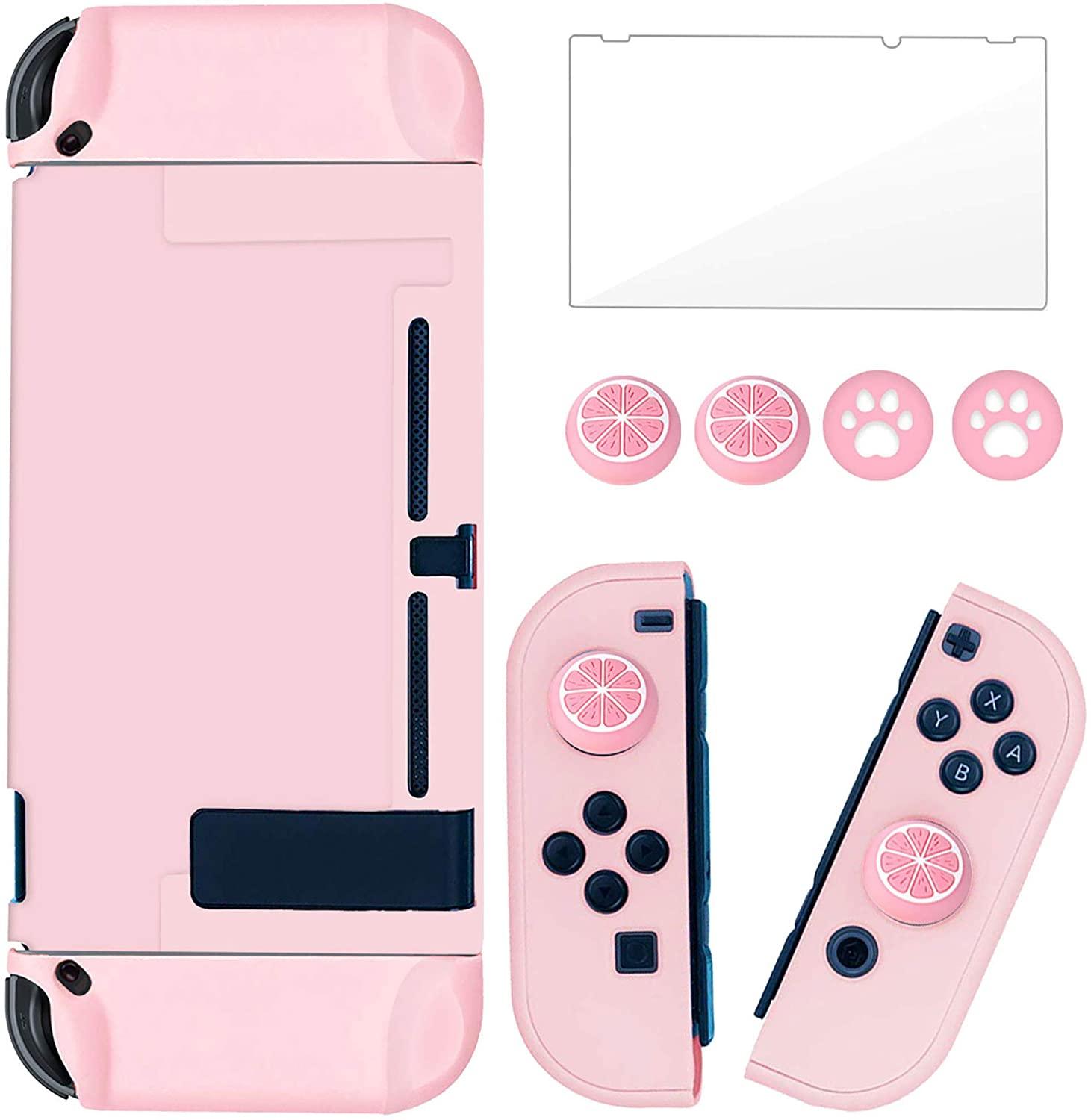 Penutup Casing Pelindung Nintendo Switch Dockable Switch JoyCon Controller dengan Pelindung Layar Kaca, Anti-Gores Shock-Ab
