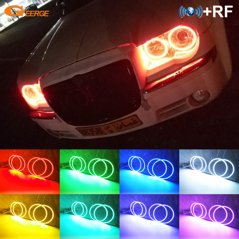 Dla Chrysler 300 C 300C 2004-2010 BT App RF Remote Control Multi-Color Ultra Bright RGB LED Angel Eyes Halo Rings Day Light