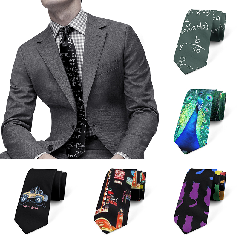 Homem Animal Pavão Estampado Laço de Poliéster, Design Criativo, Símbolo Matemático, Humor, Negócios, Casual, Festa, Camisa Acessórios
