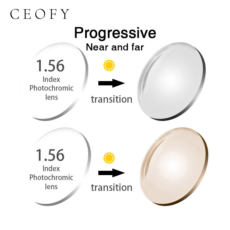CEOFY 1,56 Index Photochrome Progressive Rezept CR-39 Harz Asphärische Gläser Linsen Myopie Sonnenbrille Objektiv
