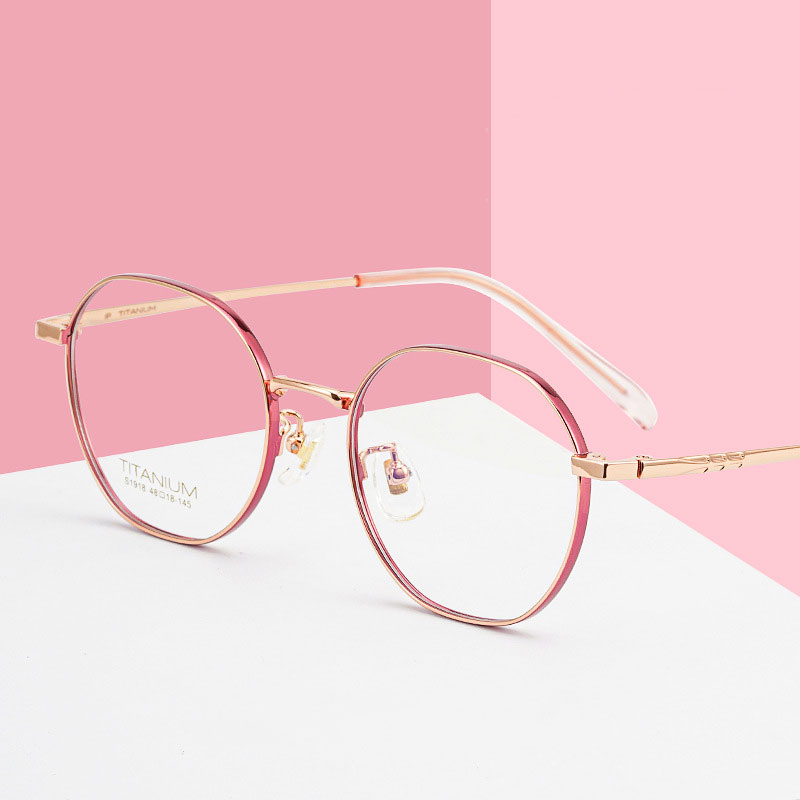 Montura de gafas de titanio puro para mujer, gafas ópticas con bisagras de resorte, borde completo, miopía ultraligera, nueva llegada