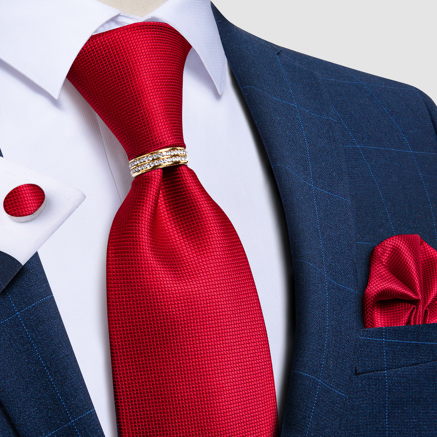 8Cm Breedte Klassieke Rode Solid Wedding Party Stropdassen Voor Mannen Casual Suits Tie Zakdoek Tie Ring Gift Voor mannen Gravatas Dibangu