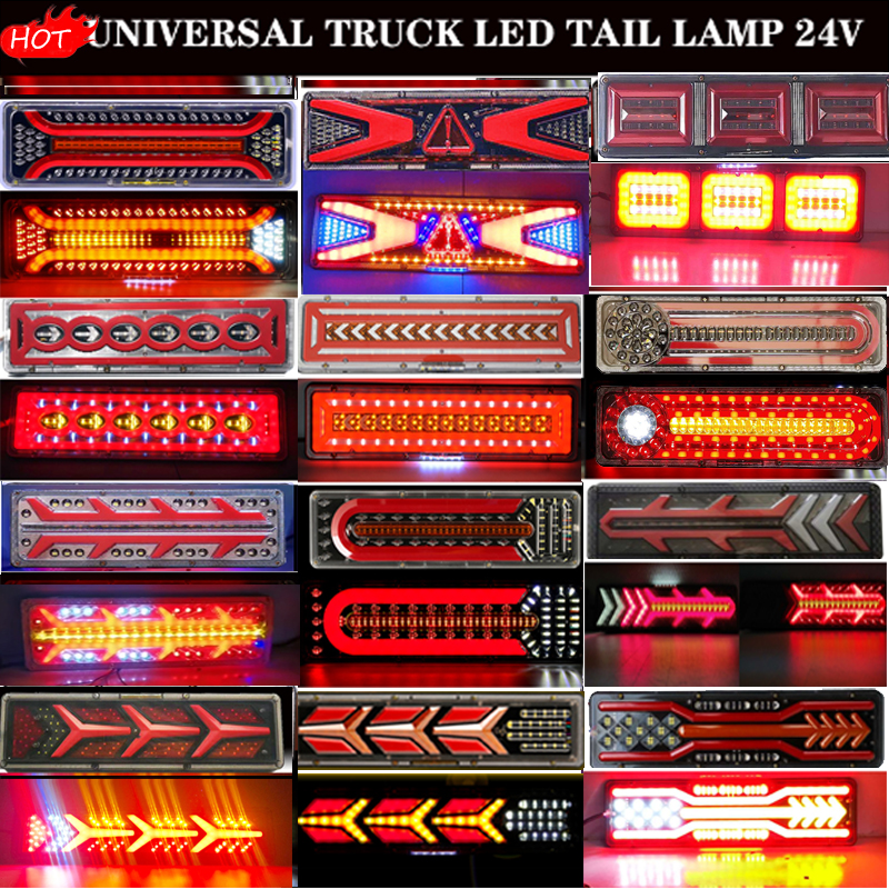 Caminhão LED Traseira Luz Traseira, Trailer Luzes de Advertência, lanterna traseira, Stop Lamp, freio, indicador de giro reverso, lâmpada externa, 24V