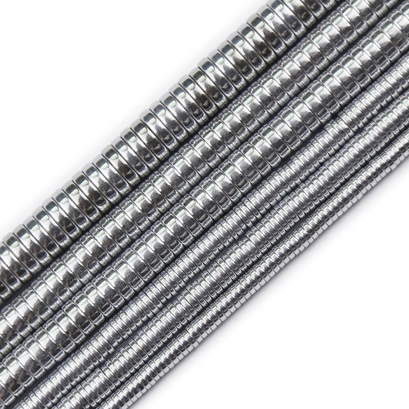 Pièce de monnaie ronde plate couleur argent hématite pierre naturelle 3/4/6/8mm entretoises perles en vrac pour la fabrication de bijoux accessoires de Bracelets à faire soi-même
