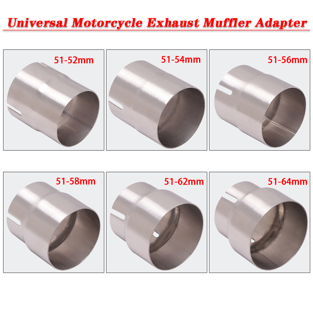 Universele Motorfiets Uitlaat Adapter Ecsape Moto 51Mm Tot 52Mm 54Mm 56Mm 58Mm 62Mm 64mm Uitlaat Pijp Connetion Adapter Reducer