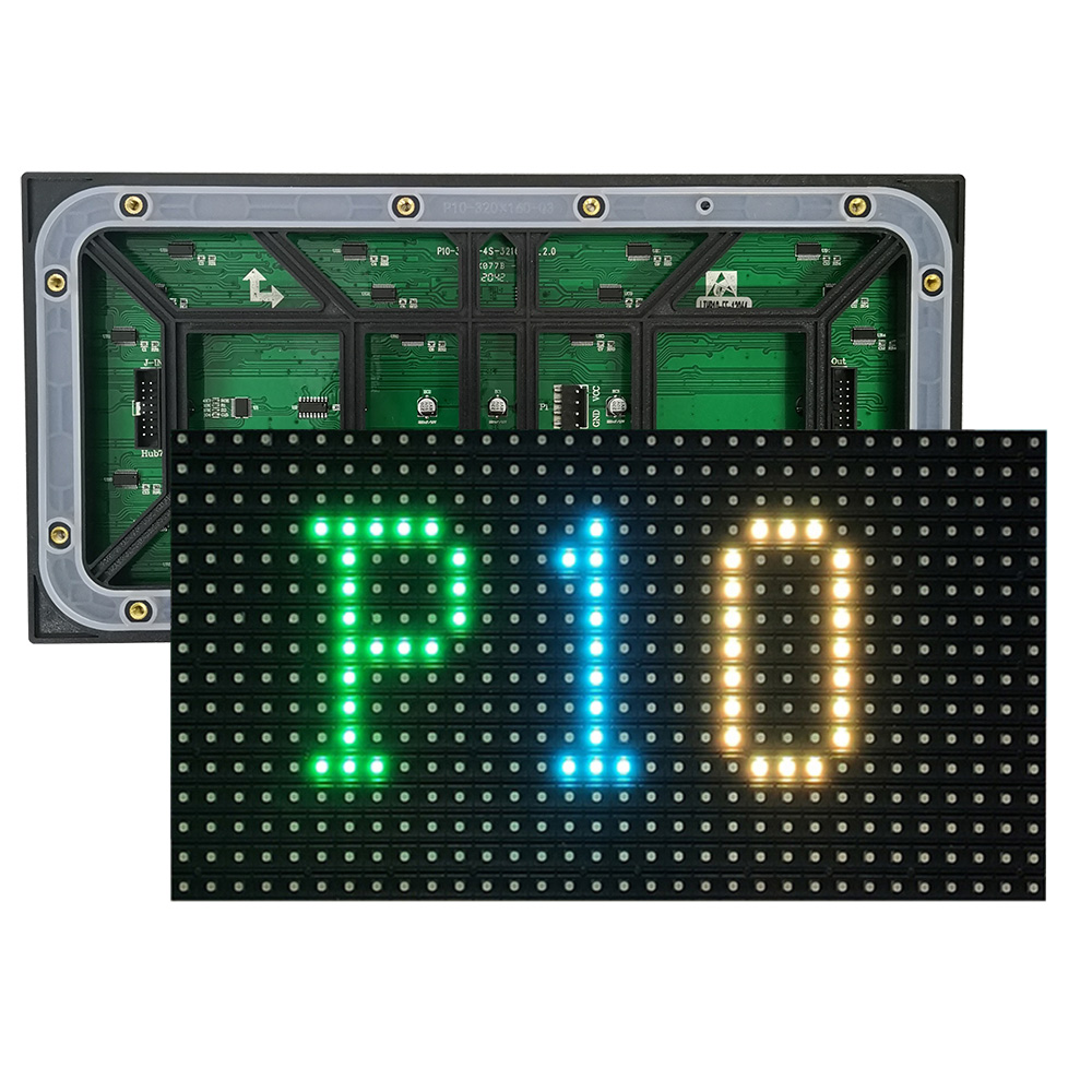 Pełnokolorowy zewnętrzny panel LED P10 Interfejs HUB75 SMD 1/4 prąd skanowania 320*160mm Wyprzedaż specjalna