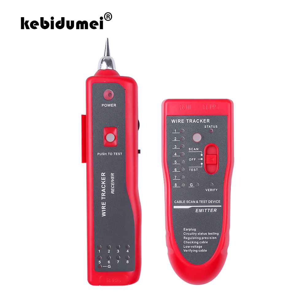 Тестер сетевого кабеля kebidumei Ethernet LAN RJ11 RJ45 Cat5 Cat6, трекер телефонных проводов, детектор тонера, искатель линии