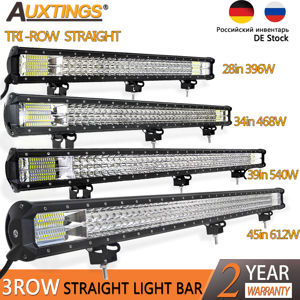 Auxtings 28'' 34'' 39'' 45'' in Barra luminosa a LED a 3 file Barra LED fuoristrada Barra luminosa da lavoro a LED combinata per camion SUV ATV 4x4 4WD 12v 24V