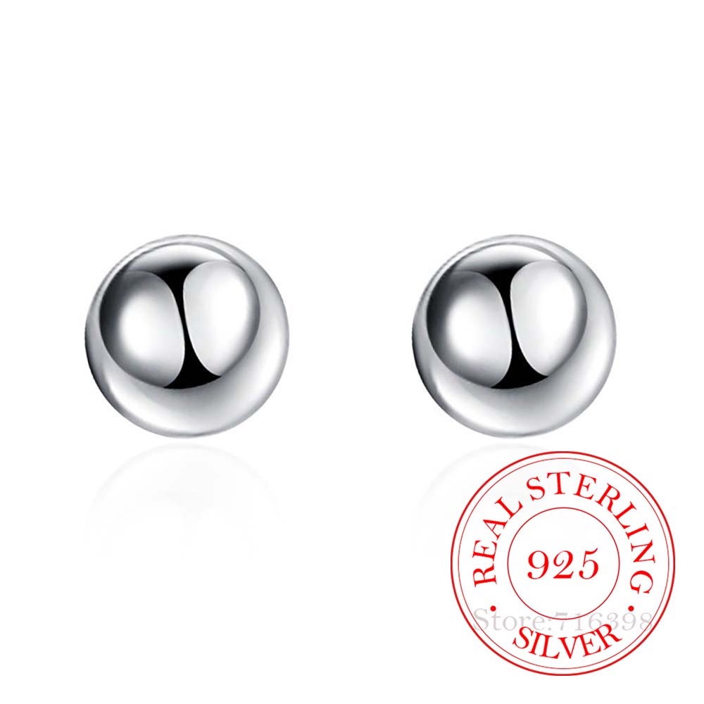 Gioielli da donna in argento Sterling 925 di alta qualità 8mm/10mm orecchini a bottone con perline rotonde orecchini eleganti di moda per le donne 2023