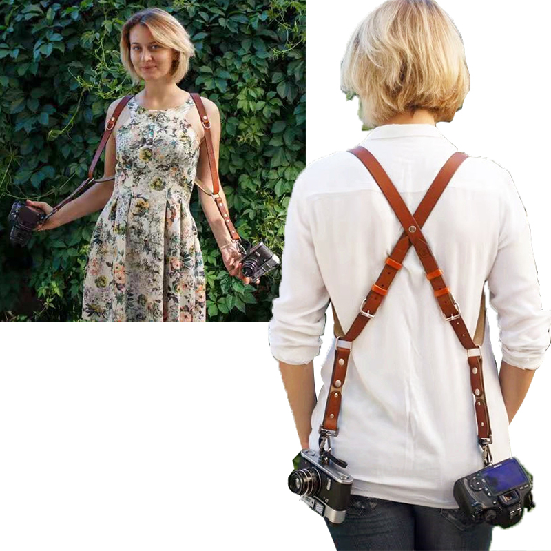 Alça de câmera de viagem fotógrafo feminino suspender couro rebite retro cinta vintage masculino acessorios masculino
