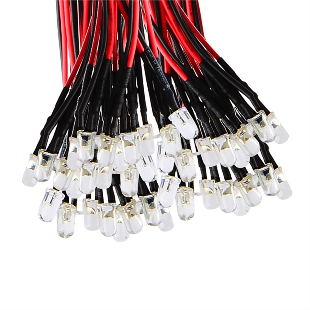 Nuevo 10 Uds 20cm 3mm/5mm Cable de lámpara LED bombilla precableada diodo emisor de CC luz roja/verde/azul/RGB 5V 12V Cable de lámpara de voltaje