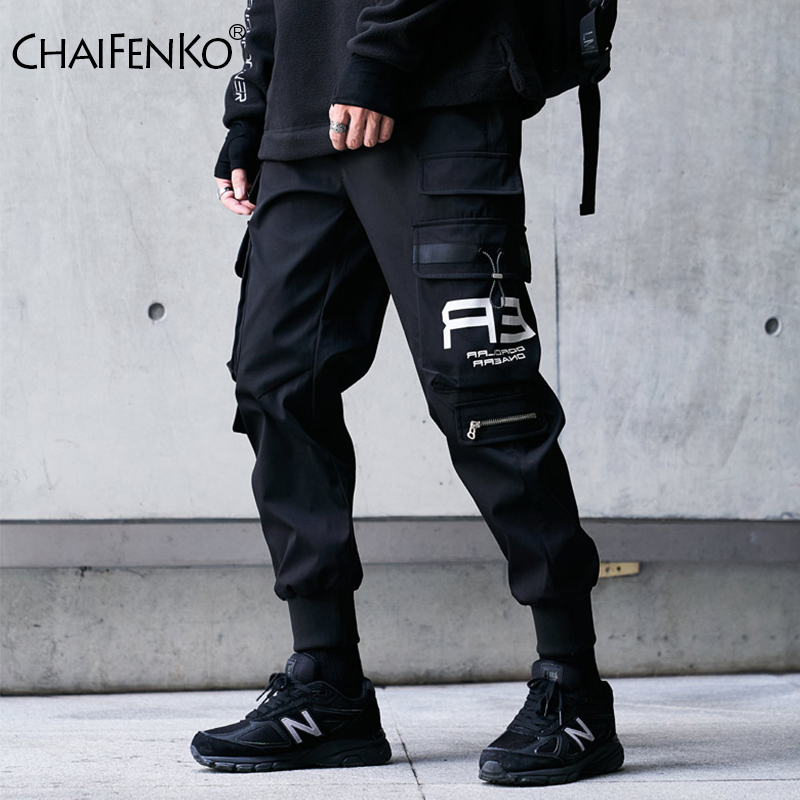 Chaifenko hip hop calças de carga homens moda harém harajuku calça preta streetwear corredores sweatpant multi-bolso casual mens calças