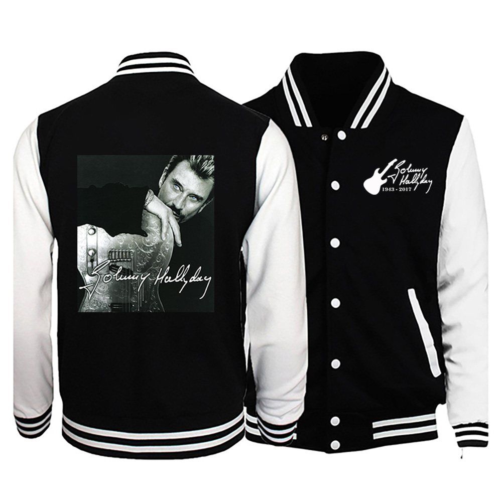 Johnny Hallyday jaqueta impressa inverno masculino/feminino casual uniforme de beisebol moletom de rua
