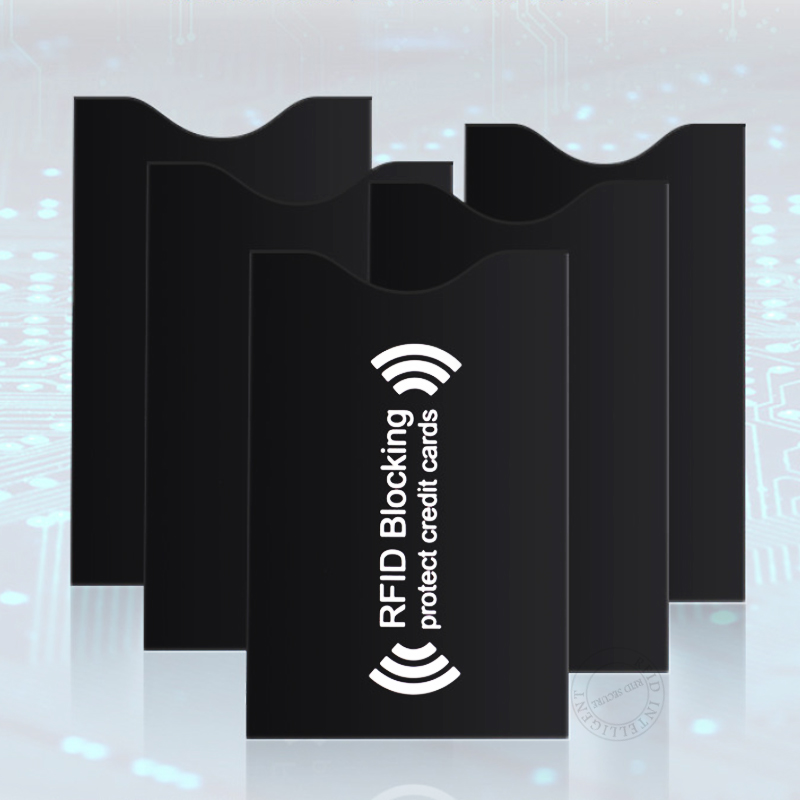 Tarjetero antirrobo de papel de aluminio negro, funda de bloqueo RFID, Protector antiescaneo, billetera de señal NFC, 5 uds.