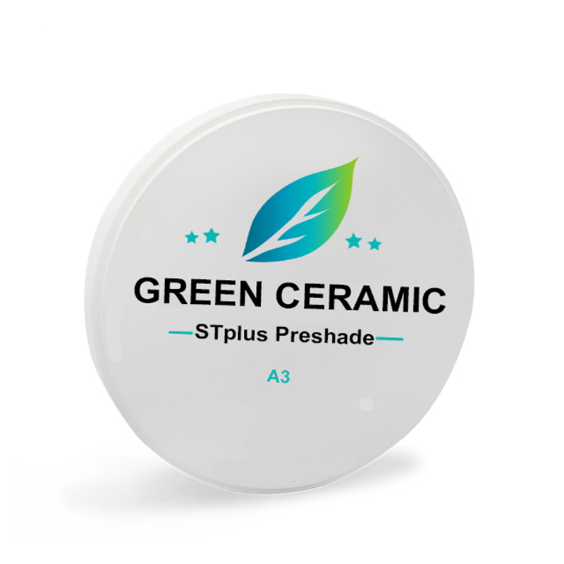 Green SHT pre-shade Dental Zirconia, 16MM, Super tembus cahaya blok tinggi 42% tembus cahaya 1100Mpa pre-color Milling Plate
