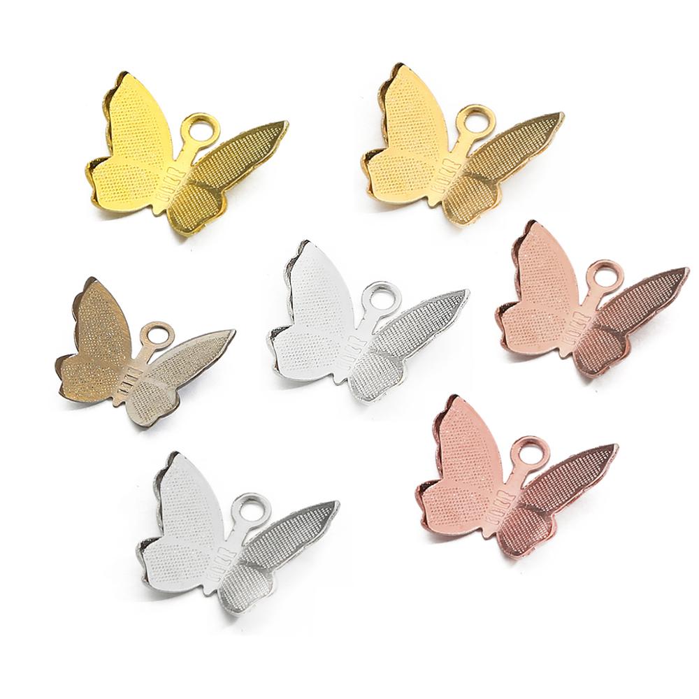 50 pz 11x13mm Farfalla Pendenti E Ciondoli Accessori In Rame Parti Connettori Pendenti per Orecchini FAI DA TE Collana Del Braccialetto Creazione di Gioielli