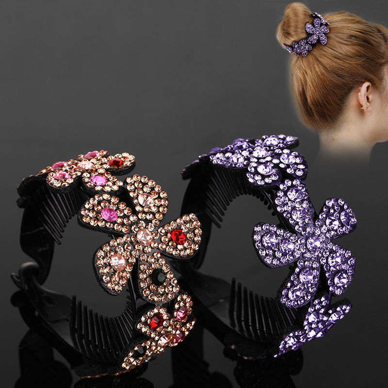 2022 nowych moda Rhinestone kwiat kucyk klamra Twist Chuck szpilka do włosów pazur do włosów dla kobiet dziewczyna akcesoria do włosów nakrycia głowy