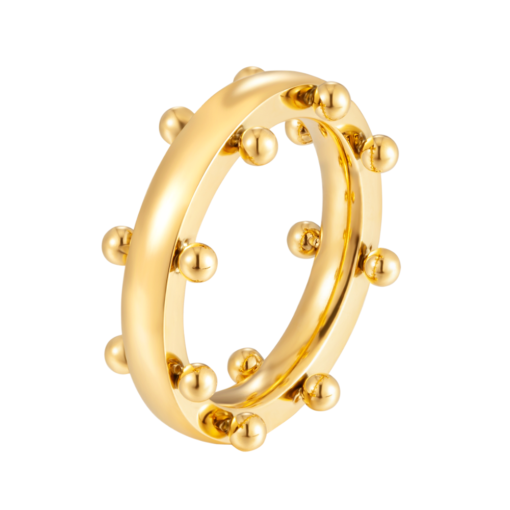 Aço inoxidável Cor do Ouro Mini Bolas Anéis de Dedo para As Mulheres, Moda Feminina, Anel Da Moda, Presentes Da Jóia
