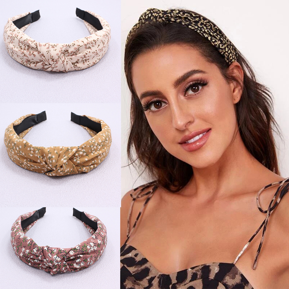 Modny Top Knot Twist Hairband elastyczne nakrycie głowy materiał drukarski obręcz do włosów Headwrap pałąk dla kobiet stroik akcesoria do włosów