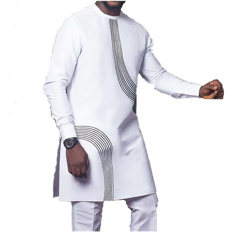 Roupas africanas para homens 2021 nova moda masculina africana verão dashiki tradicional manga longa camisas brancas roupas africanas