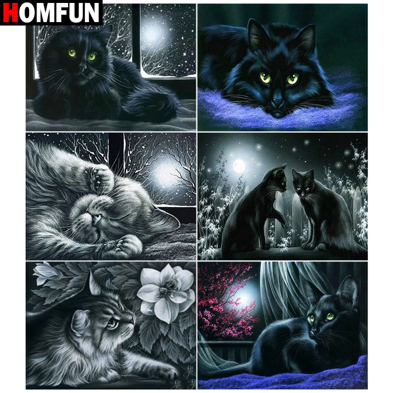 MFUN-Peinture diamant 5D pour salle de bain, carré complet, rond, image de chat lune de nuit, biscuits, bricolage, broderie, décoration d'intérieur