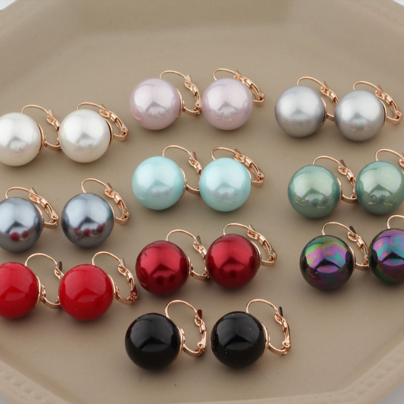 Pendientes simples de perlas de 16mm para mujer y niña, aretes de bola grande de Color oro rosa con pendientes colgantes de perlas, joyería de moda 2022