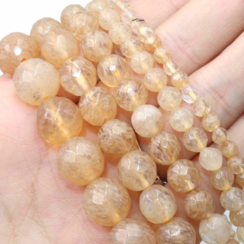 Batu Alam Segi Kuning Citrines Kuarsa Spacer Beads untuk Perhiasan Membuat DIY Gelang Kalung Aksesoris 4/6/8/10/12Mm