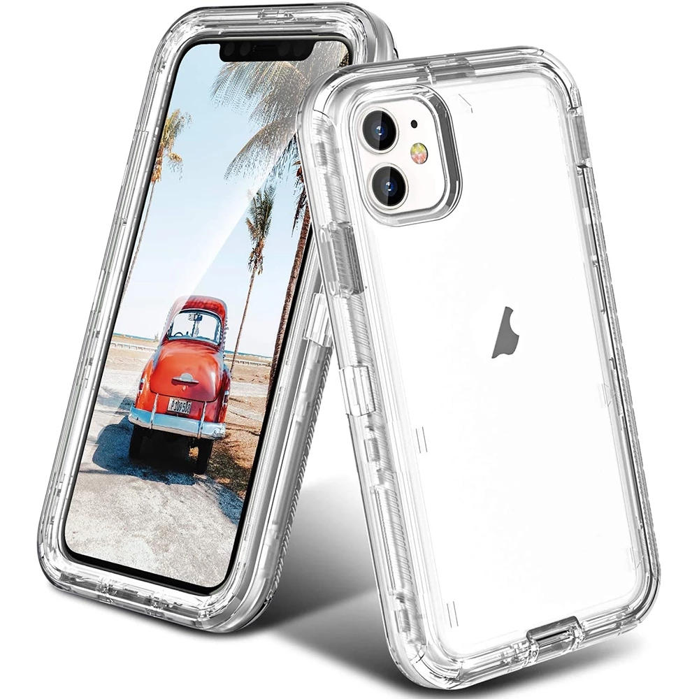 3 IN1 Voor iPhone 16 15 11 12 13 14 Pro Max MINI XR XSMAX X XS SE 7 8 6 6S Plus Zware Transparante Schokbestendige Armor Case
