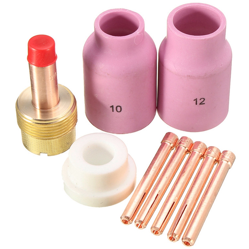9Pcs torcia per saldatura TIG grande lente a Gas lunga e tazza di allumina per WP17 WP18 WP26 TIG colllet corpi ricambi Kit accessori