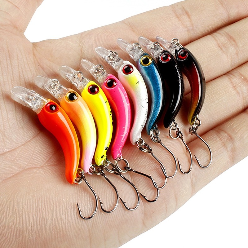 Mini Minnow Wobblers Triangolo Ganci Pesce Popper Bass Tackle 3.7 cm/1.5 g Esche da pesca Crankbait Esca di plastica dura