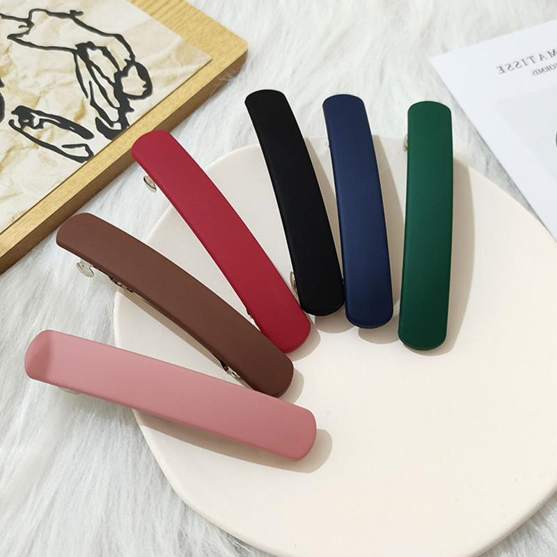 Frauen Einfache Feste Bar Form Haar Clip Matt Farbe Acryl Spange Mode Geometrische Haar Pin Grip Elegante Haar Halter Headwear