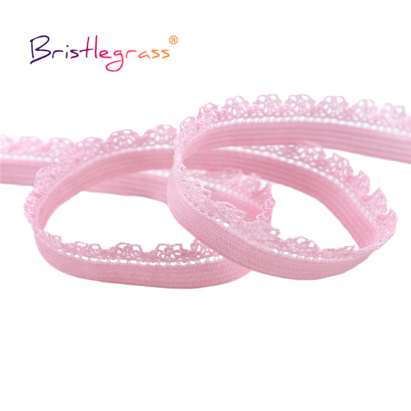 BRISTLEGRASS 2 5 10 Yard 3/8 "10mm Picot Loop Stroken Kant Trim Elastieken Decoratieve Spandex Bands Ondergoed Lingerie Naaien Craft