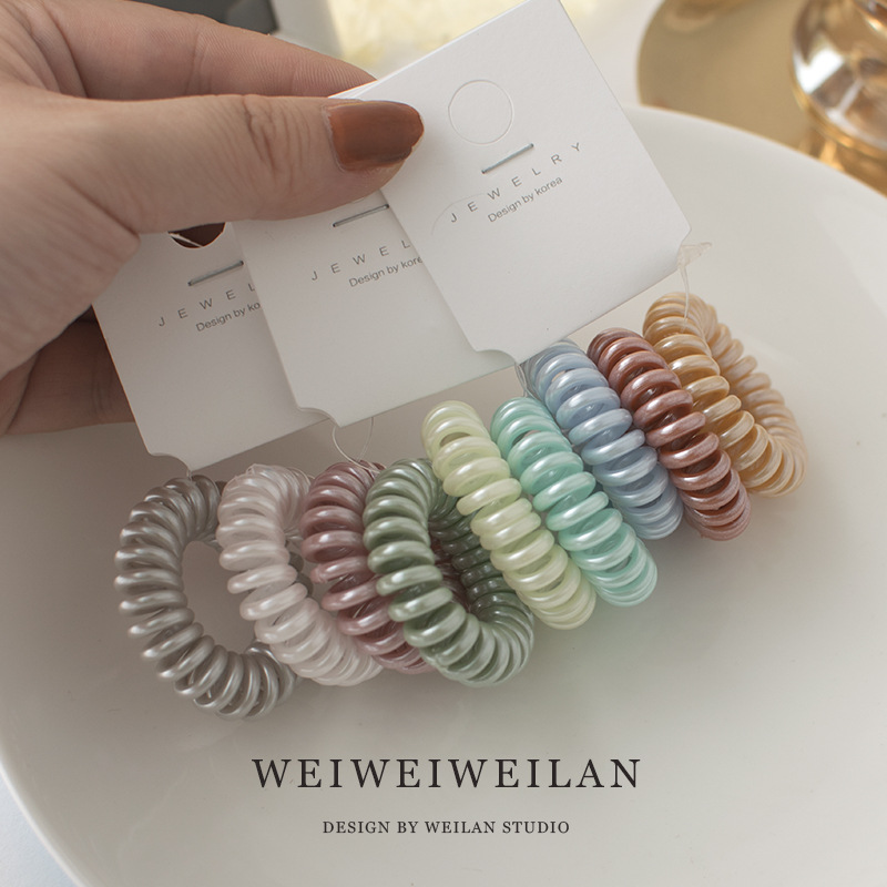 3 Pice Van Korea 'S Nieuwe Shiny Telefoon Cord Hair Ties Champagne Kleur Kleine Hoge Elasticiteit Naadloze All-Match temperament Haar Tie