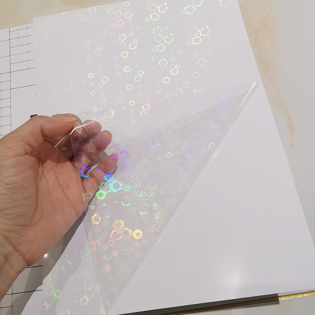 Feuille adhésive holographique de Style nouveau cercle, 50 feuilles de plastique, 210x297 MM, pour bricolage, paquet de cartes de couleurs