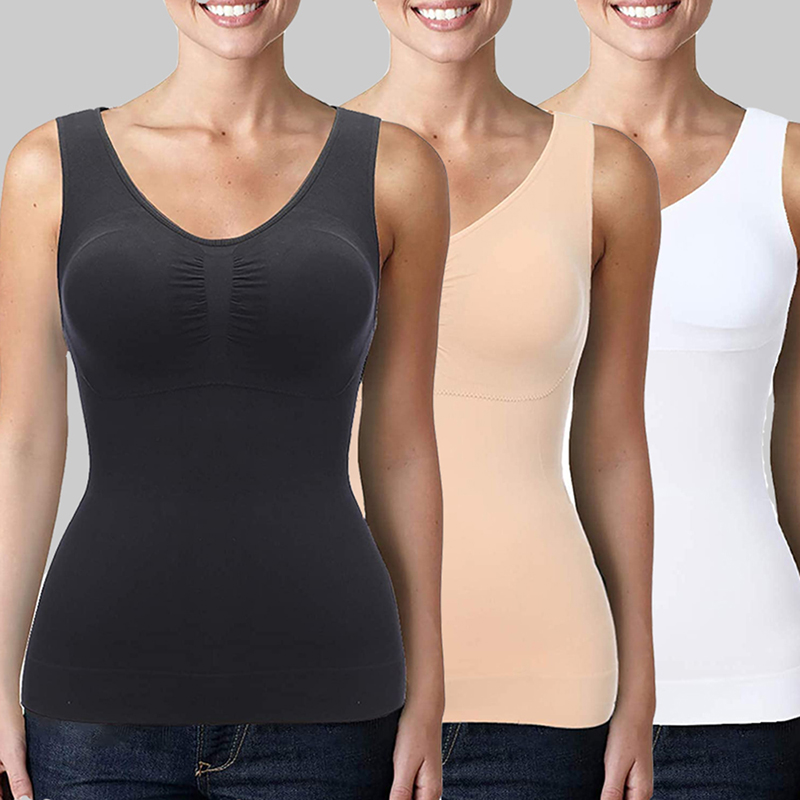 Kobiety Cami Shaper z wbudowanym biustonoszem wyszczuplającym brzuch Camisole Tank Top Podkoszulki Bielizna modelująca Wyszczuplająca kamizelka kompresyjna Body Shaper