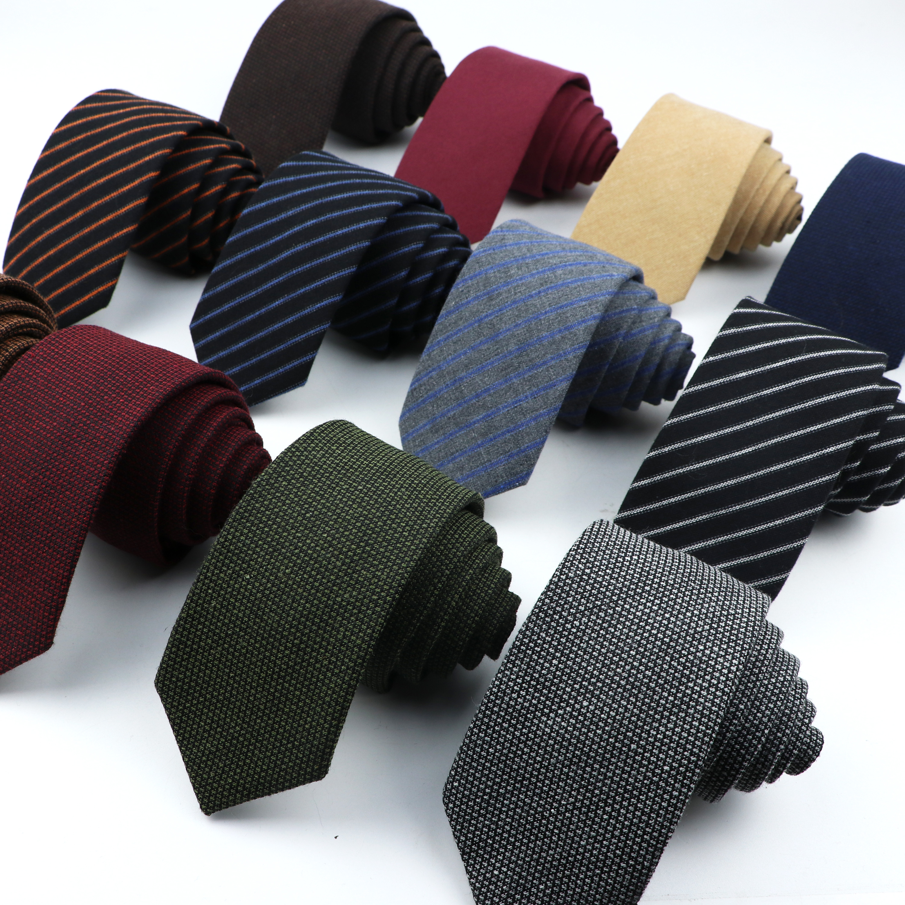 Thương Hiệu Cà Vạt Nam Đồng Màu Len Mềm Mại Skinny 6Cm Dạ Nỉ Cà Vạt Phụ Kiện Hàng Ngày Cravat Bản Tiệc Cưới quà Tặng Cho Nam