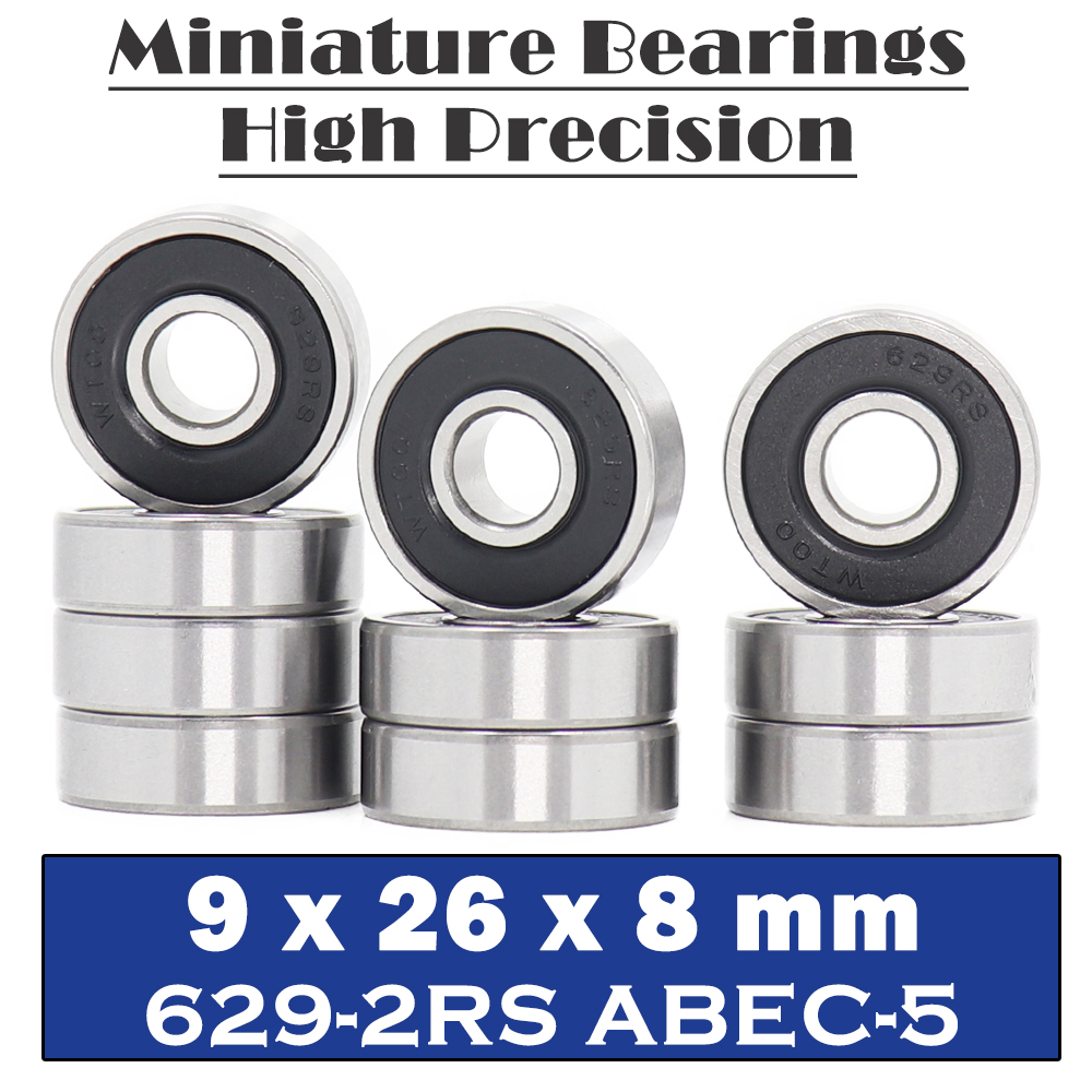 ABEC-5 de rodamiento 629RS (10 piezas), 9X8mm x 26, sellado en miniatura, 629-2RS, 629, 2RS