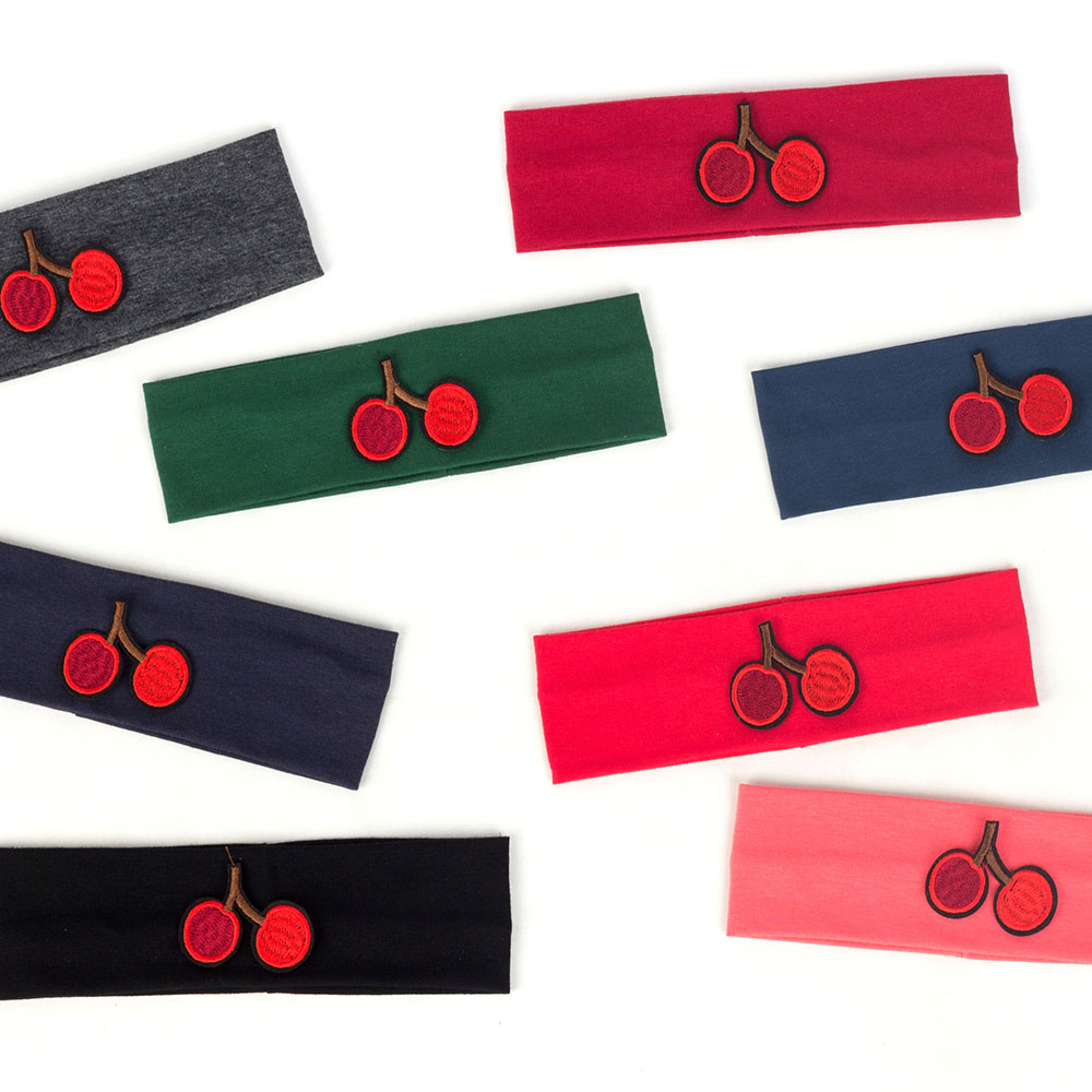 Diadema de cerezas de Color caramelo para niña recién nacida, accesorios para el cabello, turbante plano suave, Color sólido