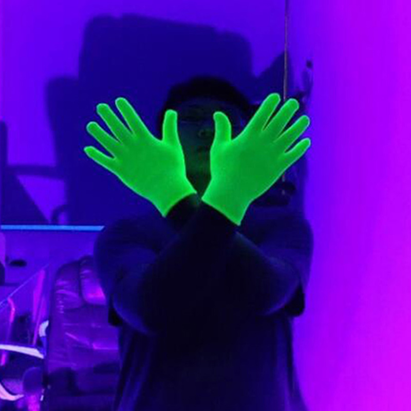 Perlengkapan Pesta Bercahaya di Bawah Sinar UV Sarung Tangan Ajaib Fluoresen Neon Dekorasi Lampu Malam Tangan Jari Tahun Baru