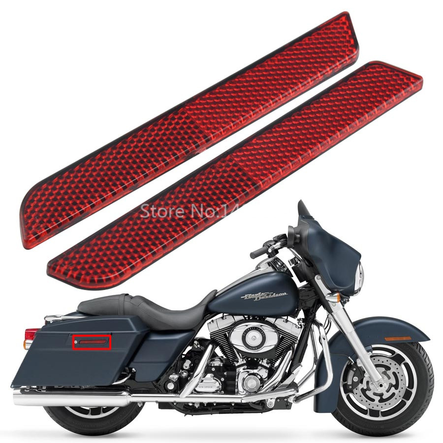 Sac à dos de moto à réflecteurs rouges, couvercle de loquet, pièces décoratives pour Harley Touring Road King Electra Street Glide 94-13