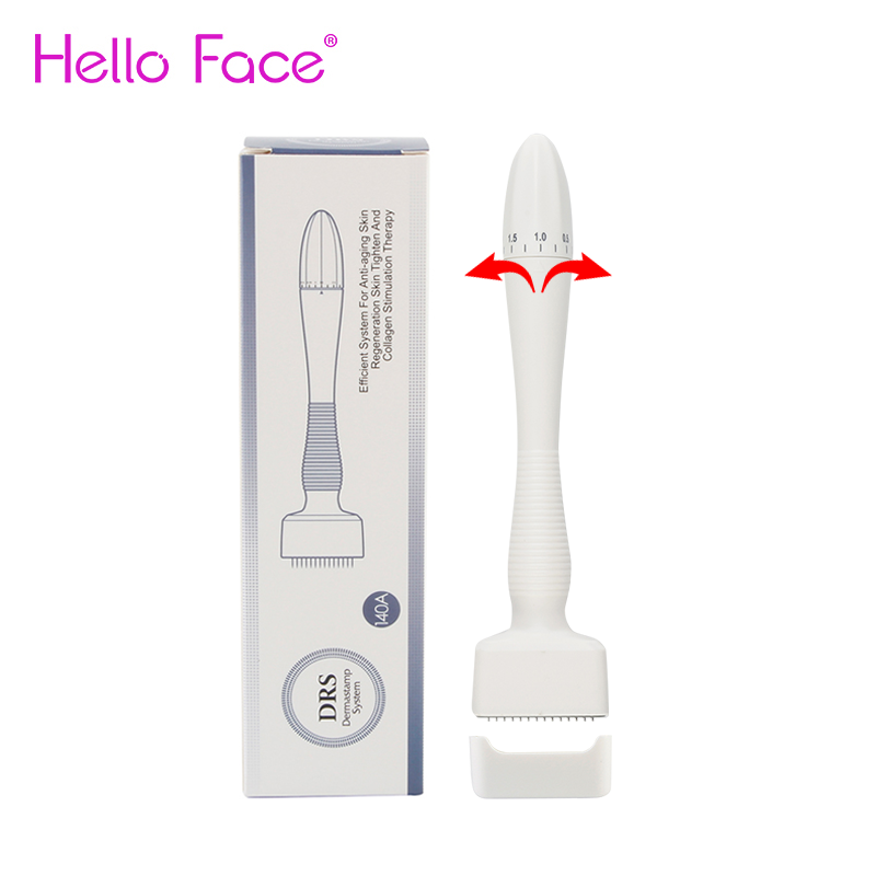 DRS Ajustável Derma Roller Stamp, Microneedling para Cuidados com Rosto e Corpo, Crescimento da Barba do Cabelo, Uso Doméstico, Derma Rolling System, 140A